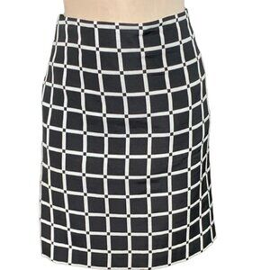 Ann Taylor Pencil Skirt Windowpane Plaid Sz 16 Black & White #58C